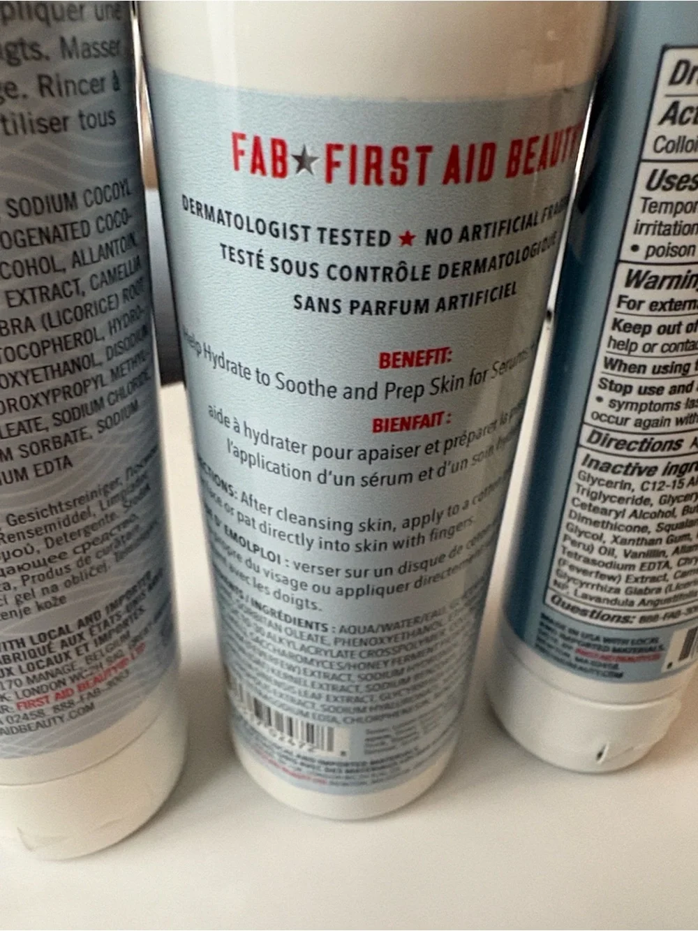 First Aid Beauty Hydrating Toner & face cleanser & ultra repair crème